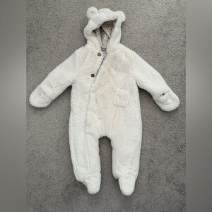 Zara Cozy Cream Hooded Baby Onesie